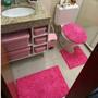 Imagem de Kit Conjunto de  Tapetes 3 Peças Para Banheiro Macarrão Lindo e Macio Antiderrapante Rosa Pink
