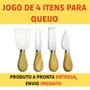 Imagem de Kit Conjunto De Utensílios Para Queijo 4 Peças Premium em Inox e Madeira