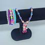 Imagem de Kit Conjunto Infantil Colar e Pulseiras Miçangas Coloridas Pingente Unicórnio Minnie Doce Sereia Pony Crianças Meninas