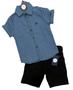 Imagem de kit conjunto jeans infantil meninos camisa jeans bermuda jeans masculino tam de 4 a 16 anos