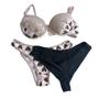 Imagem de KIt Conjunto Lingerie Feminino 2 Calcinha 1 Sutiã com Bojo Rendado