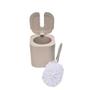 Imagem de Kit Conjunto Lixeira Com Pedal 6L Moderna Compacta Trium + Escova Sanitária Dual Com Suporte Fechado Banheiro Lavabo
