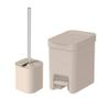 Imagem de Kit Conjunto Lixeira Com Pedal 6L Moderna Compacta Trium + Escova Sanitária Dual Com Suporte Fechado Banheiro Lavabo