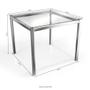 Imagem de Kit Conjunto Mesa Quadrada 4 Cadeiras 90 x 90 cm Sala de Jantar Cozinha Vidro Metal Cromado Nude