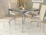 Imagem de Kit Conjunto Mesa Quadrada 4 Cadeiras 90 x 90 cm Sala de Jantar Cozinha Vidro Metal Cromado Nude