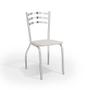 Imagem de Kit Conjunto Mesa Redonda 4 Cadeiras 95 x 95 cm Sala de Jantar Cozinha Vidro Metal Cromado Branco