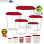 Imagem de Kit Conjunto Porta Mantimentos Arroz Feijão Sal Açucar Farinha Organizador Multiuso Com 5 Peças Uninjet - Vermelho