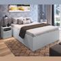 Imagem de Kit Conjunto Quarto Cama de Casal Grande Box 4 Portas Espaço Interno e 2 Mesas de Cabeceira Branco