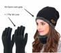 Imagem de Kit Conjunto Um Gorro Com Cachecol Gola + Um Par de Luva Preta
