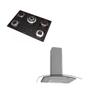 Imagem de Kit Cooktop 5 Bocas mesa de vidro + Coifa em Inox Vidro Curvo 80Cm Nardelli 