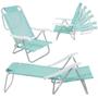 Imagem de Kit Cooler 36l Verde + 2 Cadeiras de Praia 6 Posicoes + Guarda-sol 1,60 Branco  Bel 
