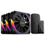 Imagem de Kit cooler fan + controladora para gabinete 3un sangue frio 3 argb black vulcan 120mm pcyes - k3argbsf3bvbr