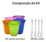 Imagem de Kit Copinho 60ml Brigadeiro Balada Neon + Mini Colher 100 und