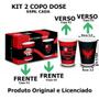 Imagem de kit Copo Dose Vidro BrasFoot Flamengo 2 Unidades Iron 360 Licenciado 55ml Branco