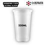 Imagem de Kit Copo Plastico 330ml Redondo Liso + Tampa TC-300 COM FURO Copaza - 100 Unidades