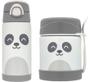 Imagem de Kit Copo Térmico 400ML e Pote Térmico 320ML Com Talher Gumy Branco Off White - Parede Dupla em Aço Inoxidável - Buba