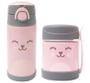 Imagem de Kit Copo Térmico 400ML e Pote Térmico 320ML Com Talher Gumy Rosa - Parede Dupla em Aço Inoxidável - Buba