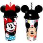 Imagem de Kit Copos Shake do Mickey e Minnie Mouse com Orelhas Tampa e Canudo 500ML