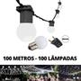 Imagem de KIT Cordão Varal de Luz Festão 100 Metros com 100 Lâmpadas Branco Frio Bivolt