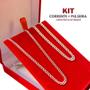 Imagem de Kit Correntinha Grumet 70Cm Masculina E Pulseira Prata 925