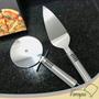 Imagem de Kit Cortador de Pizza e Espátula para Pizza Torta e Bolo Aço Inox Alta Qualidade