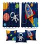 Imagem de Kit Cortina Infantil Astronauta Menino + 3 Capas Almofadas