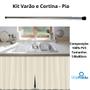 Imagem de KIT cortina PIA + Varão em aluminio 90cm até 140cm - bege