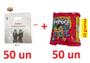 Imagem de Kit Cosme Damião Com 50 Un Pipoca Doce + 50 Un Sacolas 33X24