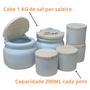 Imagem de Kit Cozinha - 2 Saleiros 1kg + kit 4 porta condimentos 200ml - Porcelana Branca e Bege