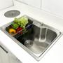 Imagem de Kit Cozinha Cuba Gourmet Inox 304 60x42 Com Lixeira De Embutir 5 Litros Porta Detergente 350ml Valvula E Sifão Flexivel Universal Kit Pia 5 Peças