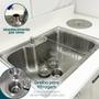 Imagem de Kit Cozinha Cuba Gourmet Inox 304 60x42 Com Lixeira De Embutir 5 Litros Porta Detergente 350ml Valvula E Sifão Flexivel Universal Kit Pia 5 Peças