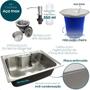 Imagem de Kit Cozinha Cuba Gourmet Inox 304 60x42 Com Lixeira De Embutir 5 Litros Porta Detergente 350ml Valvula E Sifão Flexivel Universal Kit Pia 5 Peças