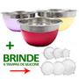 Imagem de Kit cozinha doces 3 bowls tigela para misturar com 6 tampas