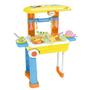 Imagem de Kit Cozinha Infantil Brinquedo Criança 3 em 1 Vira Mala Mochila Fogão do Bebê Colorido Importway