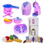 Imagem de Kit Cozinha Infantil Geladeira Princess Menina Rosa 26pç