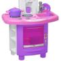 Imagem de Kit Cozinha Infantil Rosa Bancada e Fogãozinho infantil com Acessórios Pais e Filhos