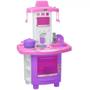 Imagem de Kit Cozinha Infantil Rosa Bancada e Fogãozinho infantil com Acessórios Pais e Filhos