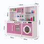 Imagem de Kit Cozinha Infantil Rosa com Maquina de Lavar Roupa em MDF