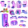 Imagem de Kit Cozinha Infantil Rosa Fogão  Air Fryer Fogão Jarra 39pç