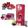 Imagem de Kit Cozinha Infantil Vermelho Geladeira Microondas Louça 28P