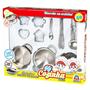 Imagem de Kit Cozinha Inox Braskit Jogo de Cozinha Infantil Forminhas Panelinhas e Acessorios Brinquedo