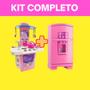 Imagem de  Kit Cozinha Mini Geladeira Big Completa Infantil Fogão Rosa