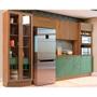 Imagem de Kit Cozinha Modulada 5 Peças Botanic 6 Peças (2Aéreos+1Balcão+2Paneleiros+1Complemento) M665 Nogueira/Verde Oliva - Kappesberg