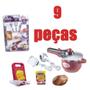 Imagem de Kit cozinheiro brinquedo infantil panela 9 peças chef kids