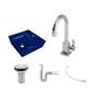 Imagem de Kit Cuba Aq33 Volcano com Torneira Luxo e Válvula Metal com Sifão e Flexível