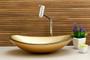 Imagem de Kit cuba chanfrada 47cm com torneira link cromada e válvula click up p/ banheiros e lavabos - várias cores