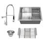 Imagem de Kit Cuba Cozinha Inox Quadrada C/ Torneira Gourmet Extensor