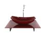 Imagem de Kit cuba de vidro oval chanfrada com tampo 60cm vermelho cereja full e suporte preto