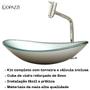 Imagem de Kit cuba de vidro oval para banheiro e lavabo com torneira link cromada + válvula click