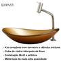 Imagem de Kit cuba de vidro oval para banheiro e lavabo com torneira link cromada + válvula click